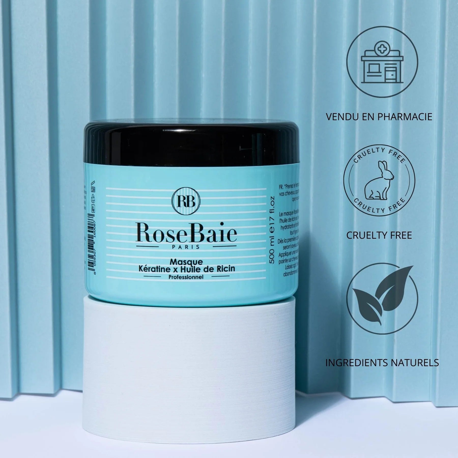 Lot de 6 masque 500ml keratin et huile de ricin RoseBaie