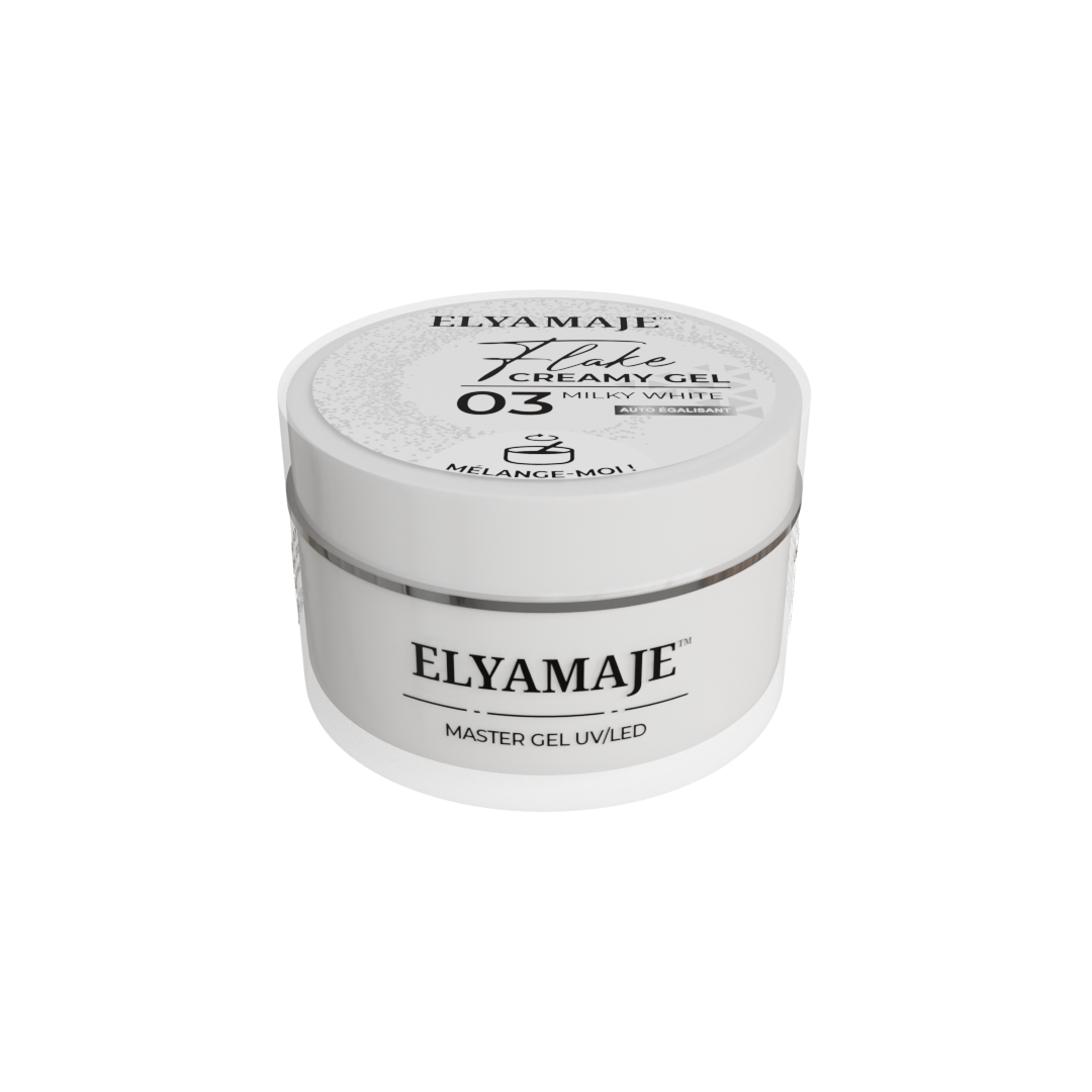 Milky White n°03 – Flake Creamy Gel – Gel de construction UV LED – ElyaMaje 20ml