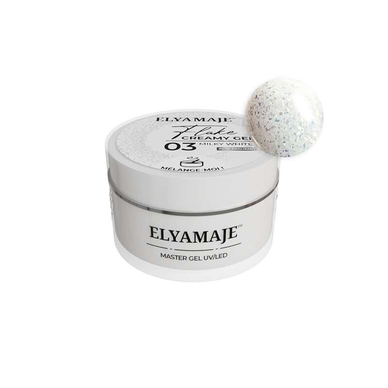 Milky White n°03 – Flake Creamy Gel – Gel de construction UV LED – ElyaMaje 20ml