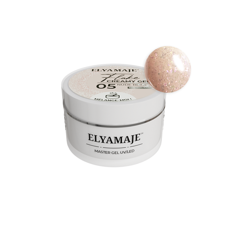 Nude Beige n°05 – Flake Creamy Gel – Gel de construction UV LED – ElyaMaje 20ml