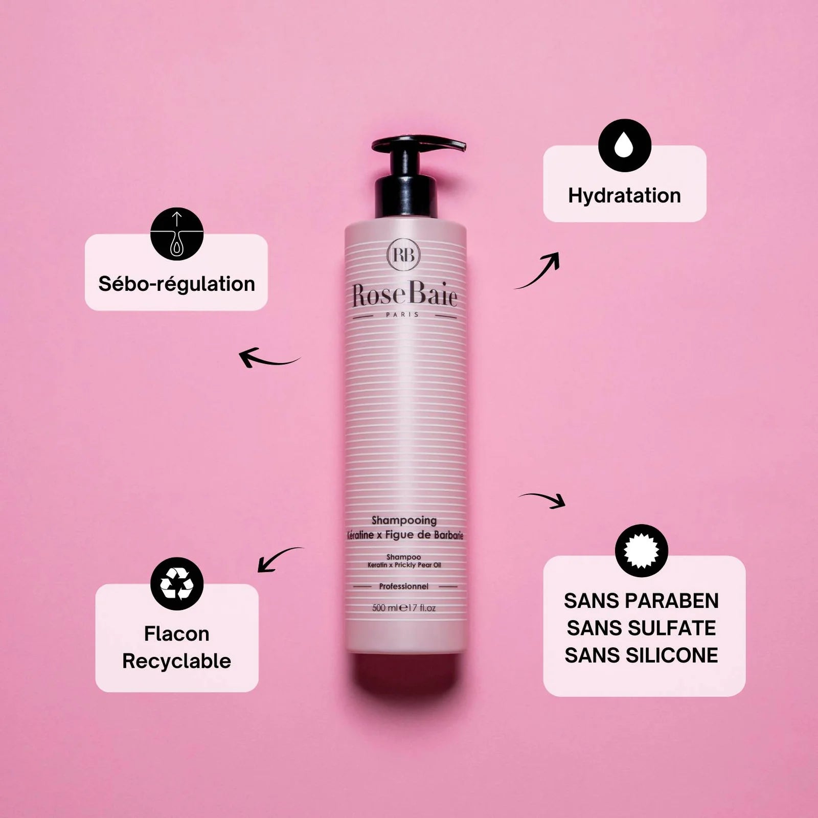 Shampoing Rose Baie Sans Sulfate — Liss Cosmétique