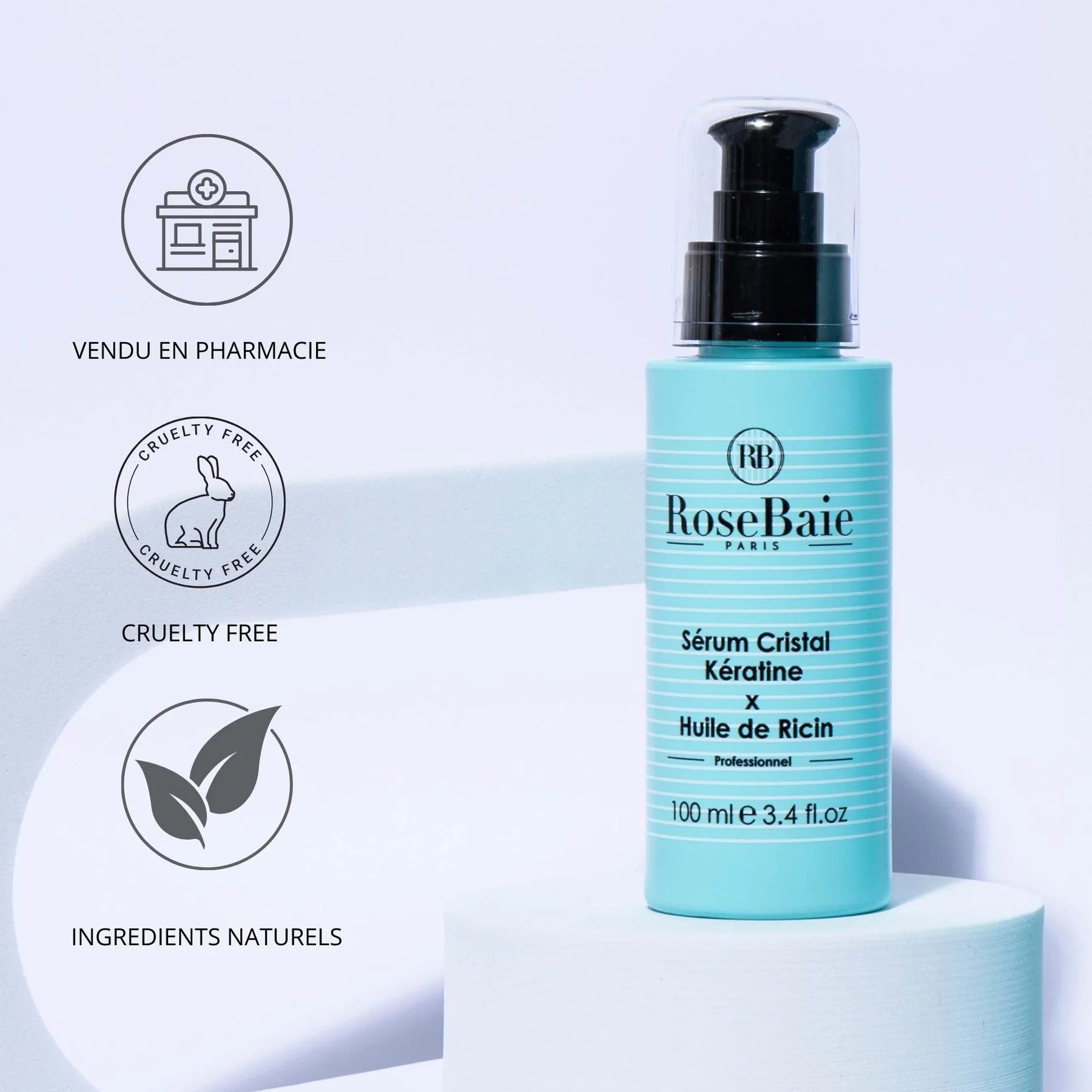 Serum RoseBaie Keratine et huile de ricin 100ml — Liss Cosmétique