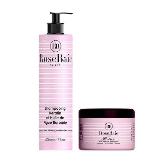Kit botox à la kératine et huile de figue de Barbarie + shampooing RoseBaie 2 produits — Liss Cosmétique