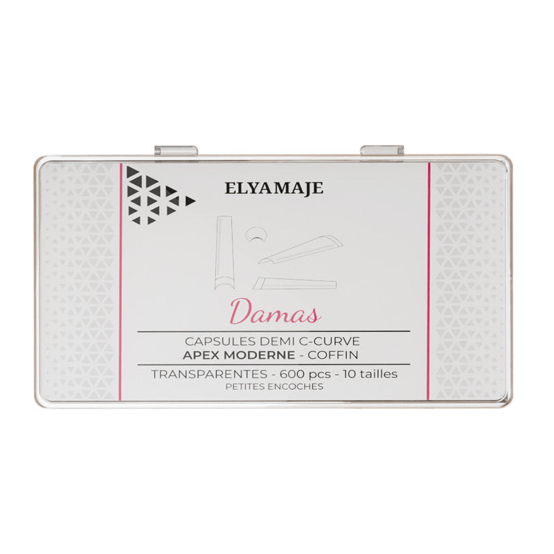 Damas – Transparente – Demi Ccurve – Coffin 600pcs – ElyaMaje — Liss Cosmétique