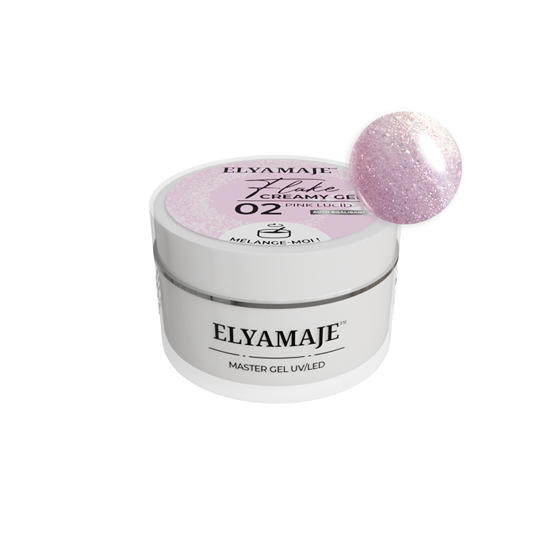 Pink Lucid n°02 – Flake Creamy Gel – Gel de construction UV LED – ElyaMaje 20ml — Liss Cosmétique