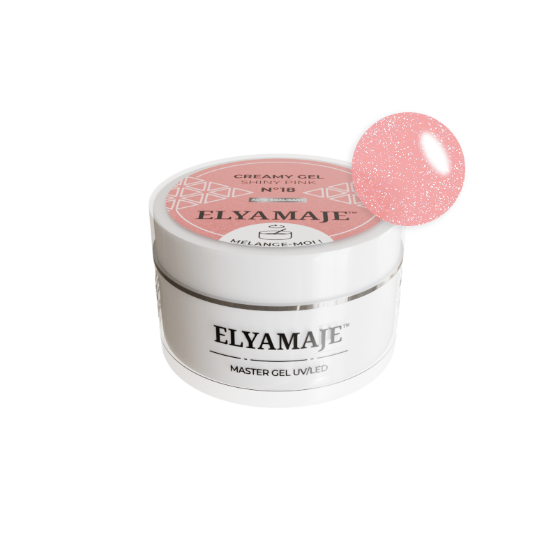 Shiny Pink n° 18 – Gel pailleté de construction – Creamy Gel UV LED – ElyaMaje 50ML — Liss Cosmétique