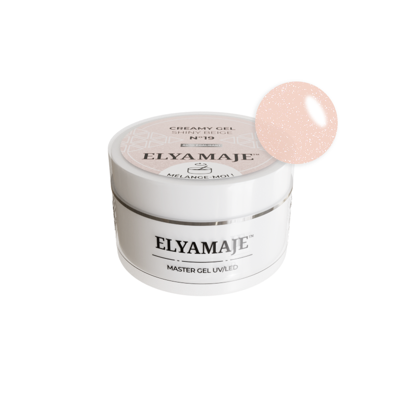 Shiny Beige n° 19 – Gel pailleté de construction – Creamy Gel UV LED – ElyaMaje 50ML — Liss Cosmétique