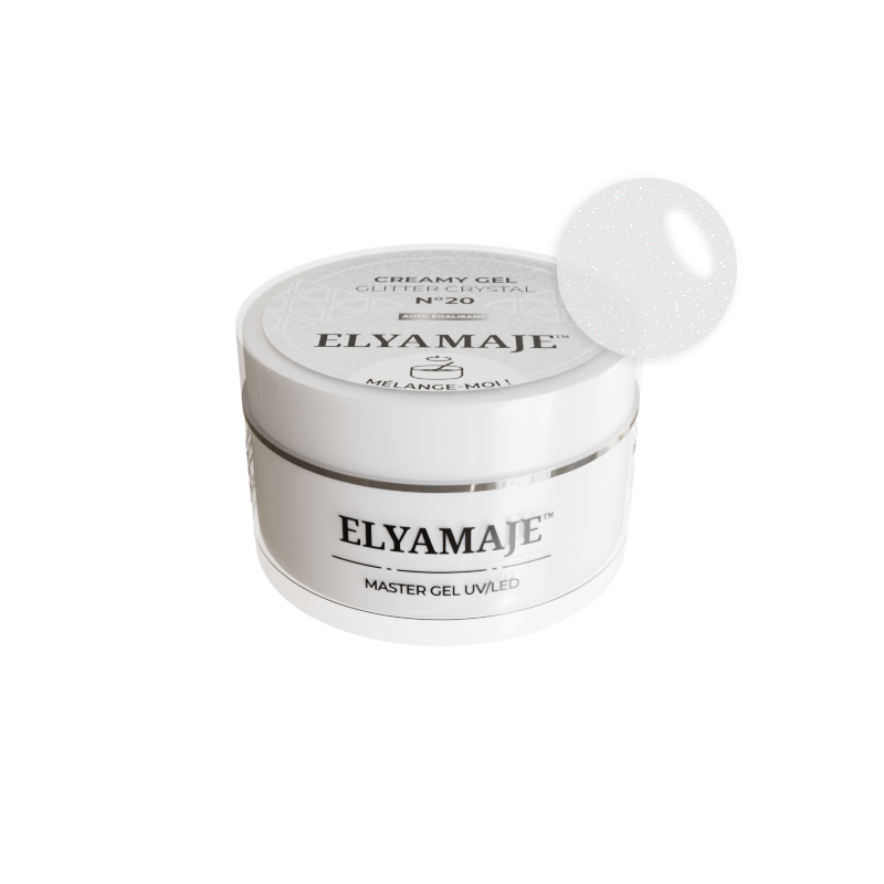 Glitter Crystal n° 20 – Gel pailleté de construction – Creamy Gel UV LED – ElyaMaje 50ML — Liss Cosmétique